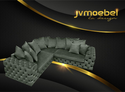 Wohnlandschaft L-Form Ecksofa Couch Design Polster Textil Garnitur Sofa Ecke Neu